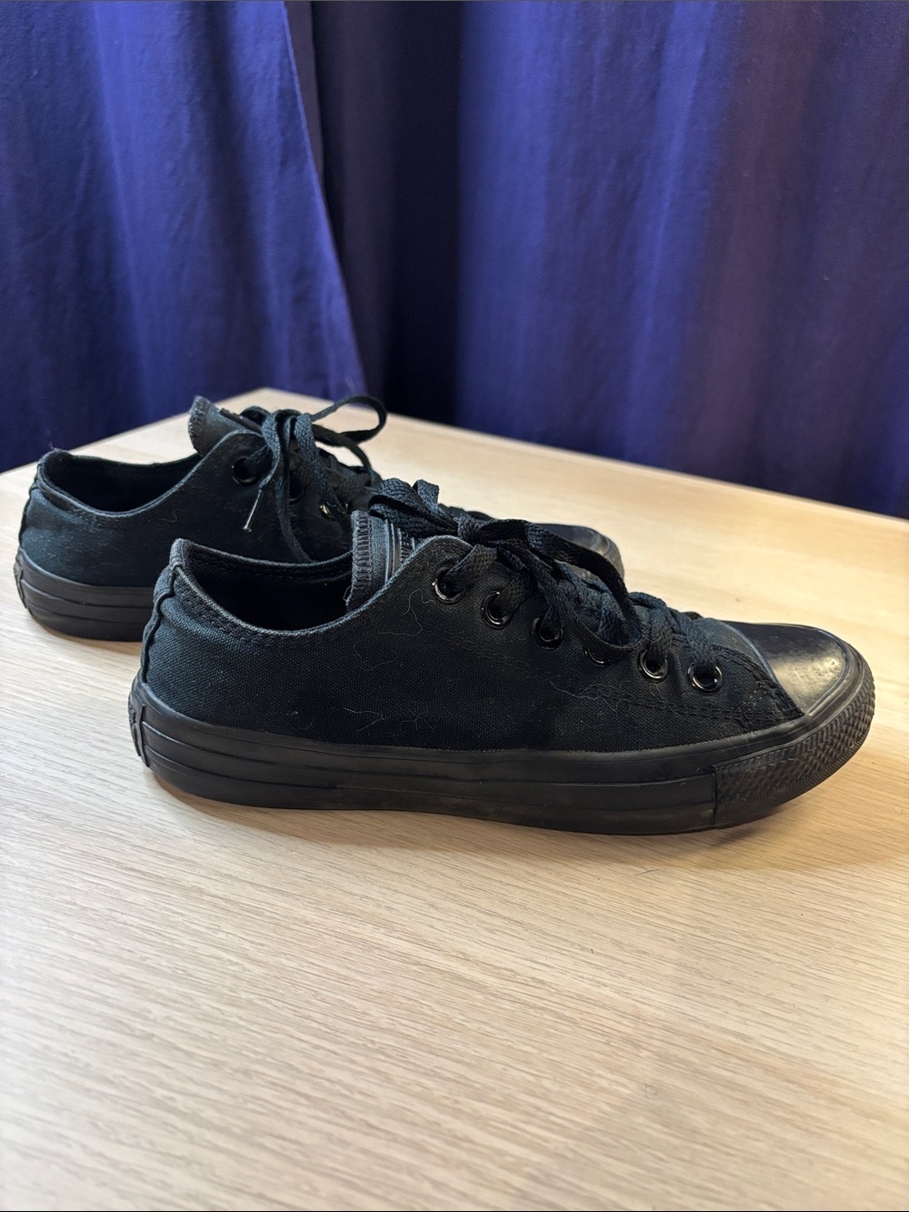 Converse Classic Low-Top Ox Black Monochrome Canvas Sneakers - Picture 3 of 8